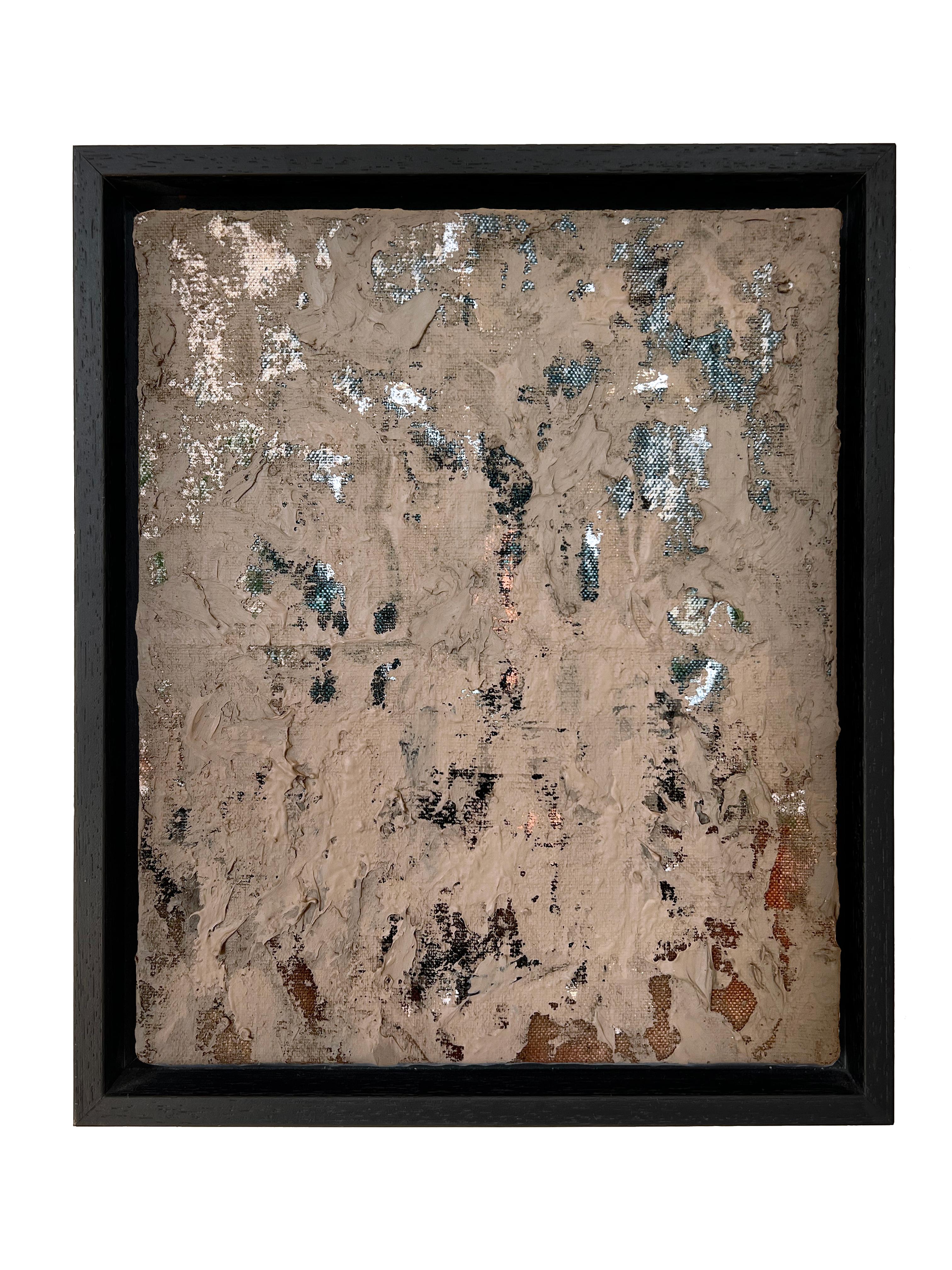 „The Way“ (Schwarz-Weiß, Textur, Tiefe, Antikes Leinen, Neutralbeige, Nude) – Painting von Nicholas Evans