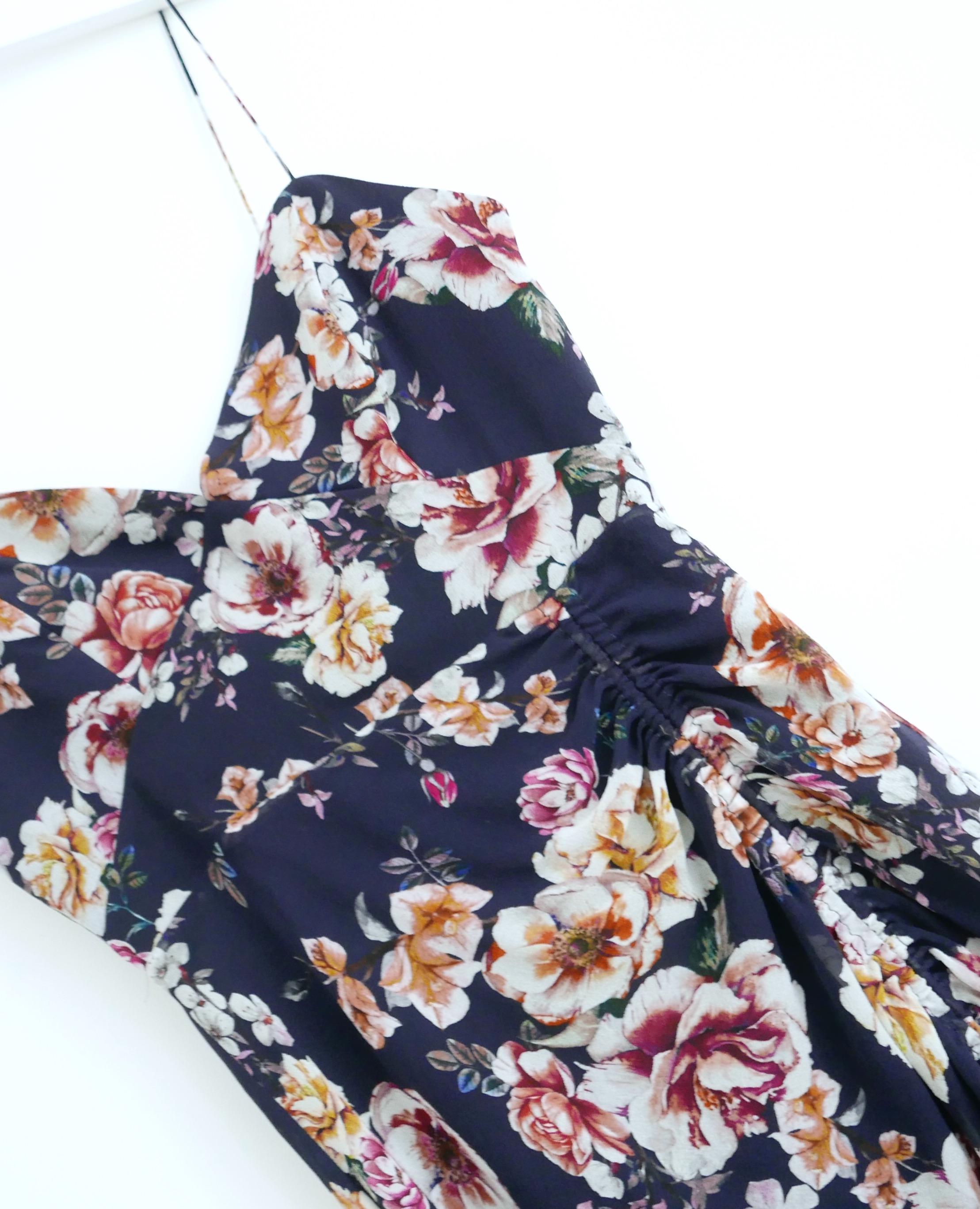 Black Nicholas floral  ruched dress For Sale