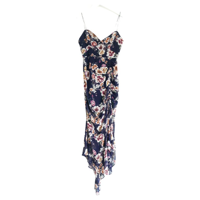 nicholas ruched dress Nicholas Draya Ruched Tie-Neck Viscose Maxi Dress, Purple Pattern, Women's, 2, Casual & Work Dresses Maxi Dresses