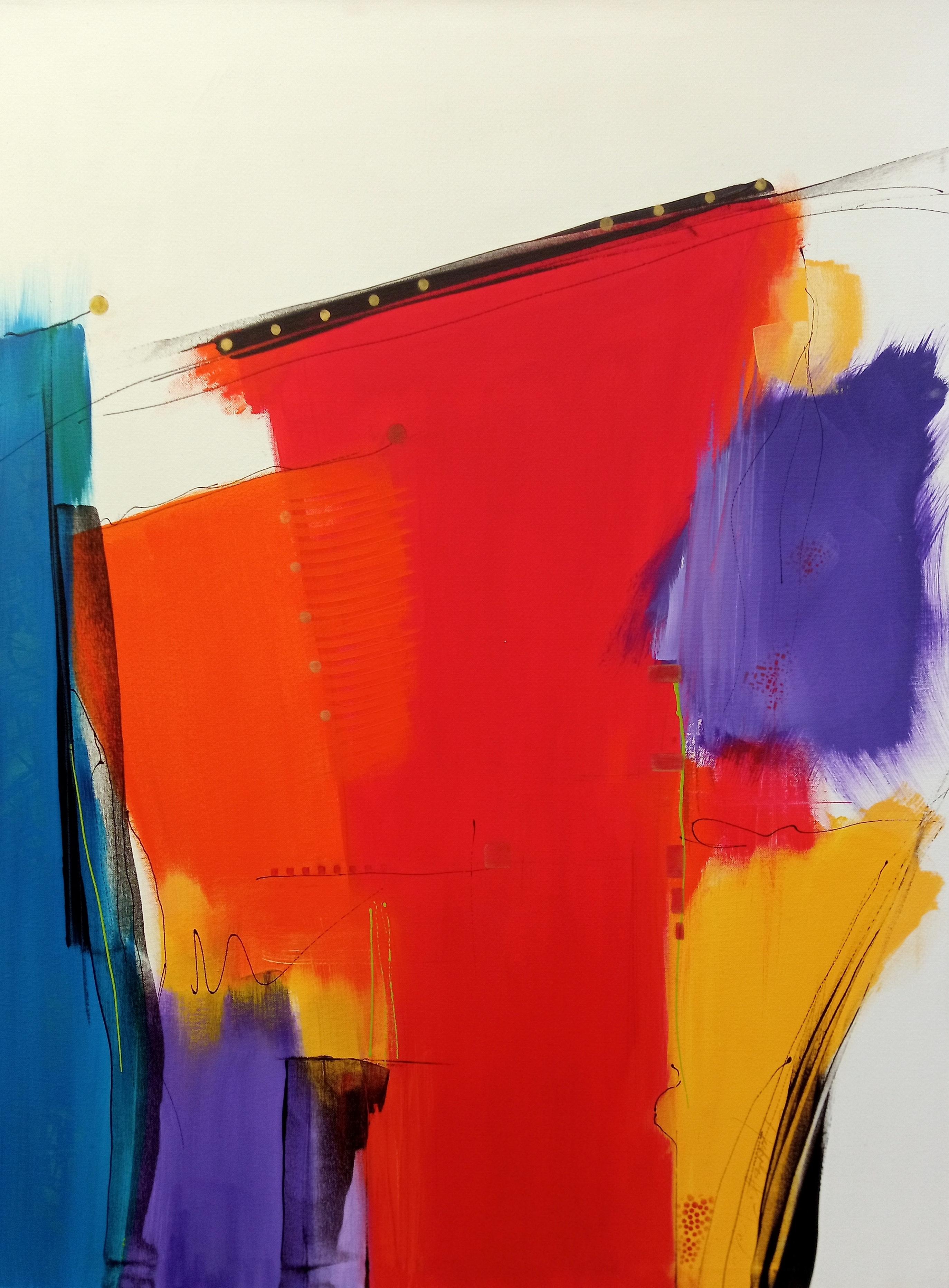 <p>Artist Comments<br />Part of artist Nicholas Foschi's series of abstract works exploring the colors of the mid-century modern era. In this composition, Nicholas creates a central pillar of red, flanked by orange, yellow, blue, and violet. "My