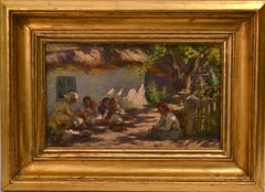 Nicholas V. Haritonoff, "Gypsy Family doing Crafts" Oil on Panel 7 x 11 