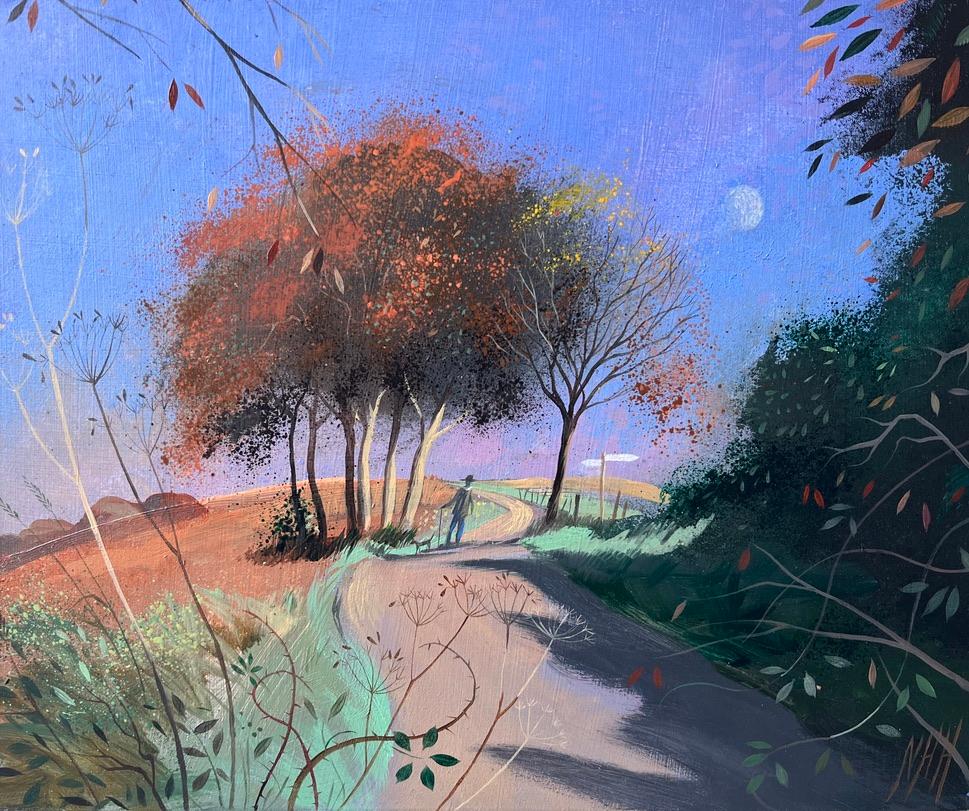 Nicholas Hely Hutchinson Figurative Painting - Modern British Oil painting of Dorset landscape with Raoul Dufy influence