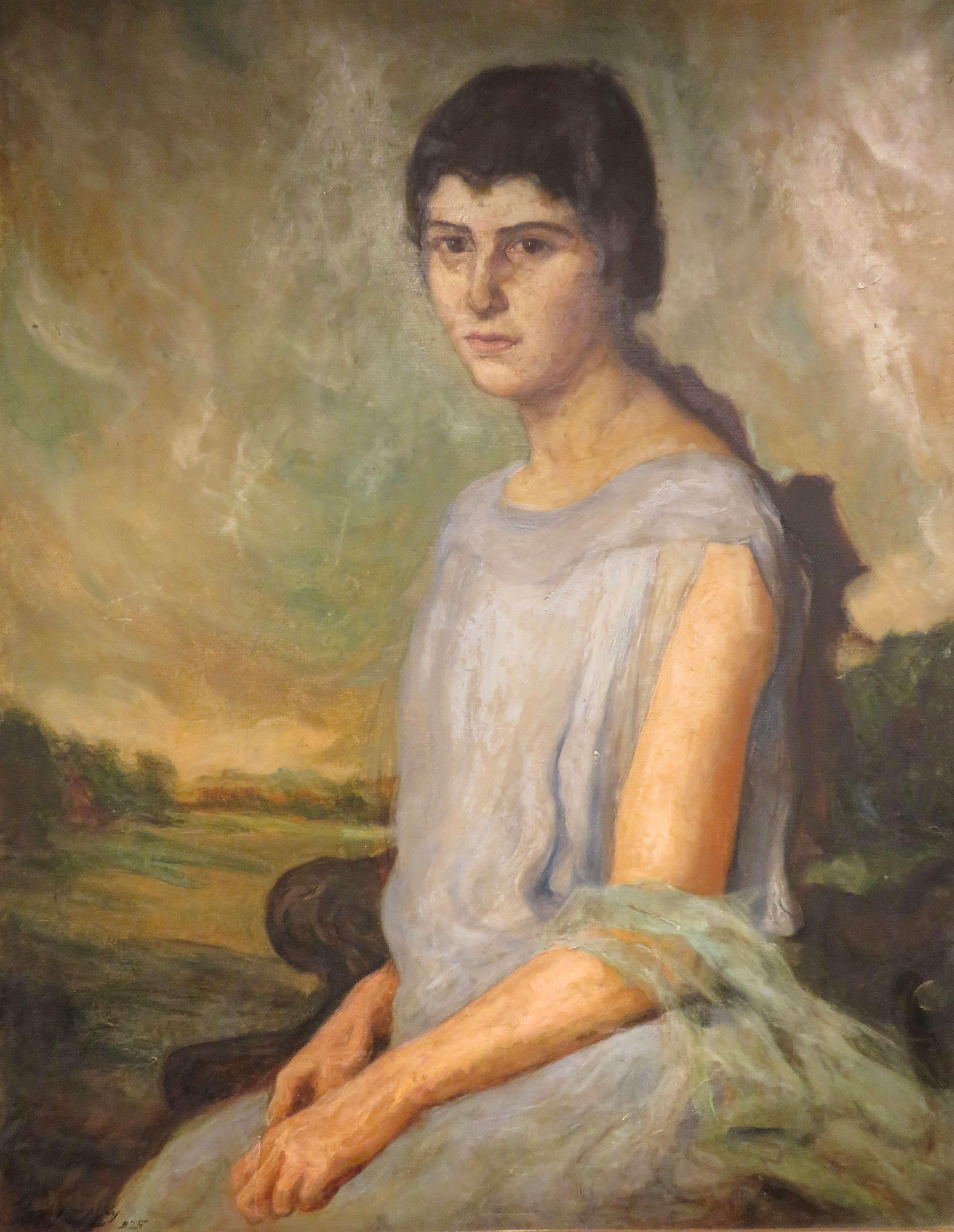 BEAUTIFUL LARGE ENGLISH 1920'S OIL PAINTING - Portrait by Nicholas Hornyansky - Painting by NICHOLAS HORNYANSKY