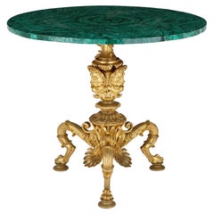 Nicholas I Period Russian Malachite Side Table with Gilt Bronze Base
