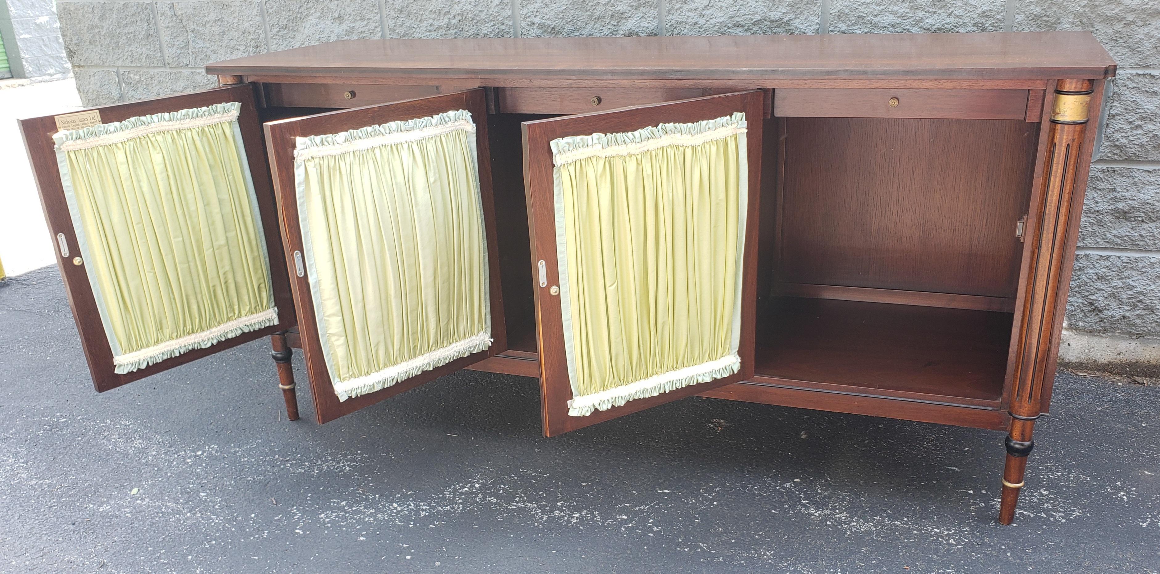 Other Nicholas James Neoclassic Mahogany Sideboard with Curtains and Mesh Doors