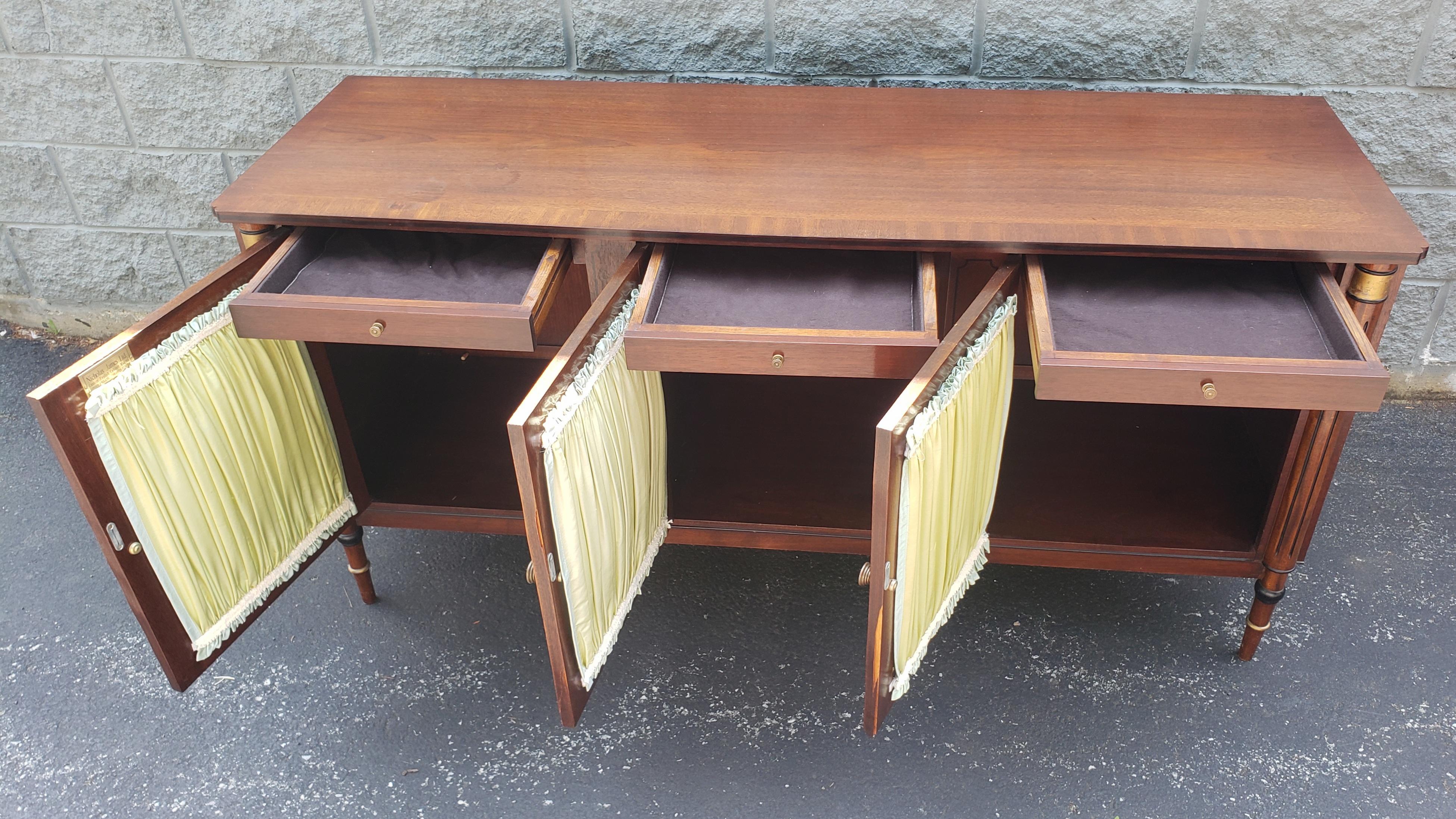 Nicholas James Neoclassic Mahogany Sideboard with Curtains and Mesh Doors In Good Condition In Germantown, MD