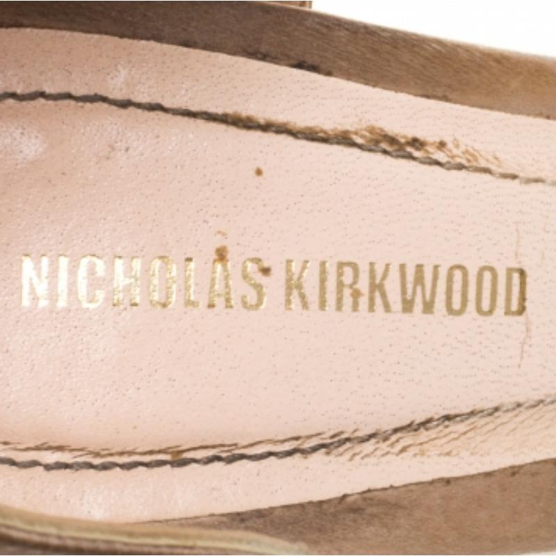 Women's Nicholas Kirkwood Beige Satin Platform Sandals Size 37 For Sale