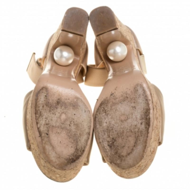 Nicholas Kirkwood Beige Satin Platform Sandals Size 37 For Sale 1