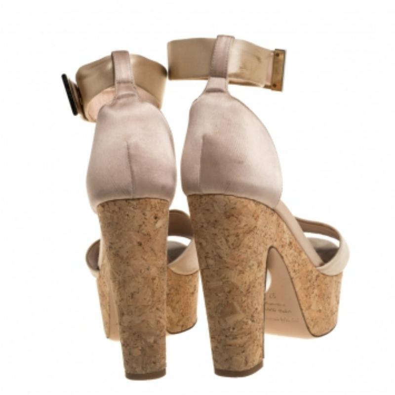 Nicholas Kirkwood Beige Satin Platform Sandals Size 37 For Sale 3