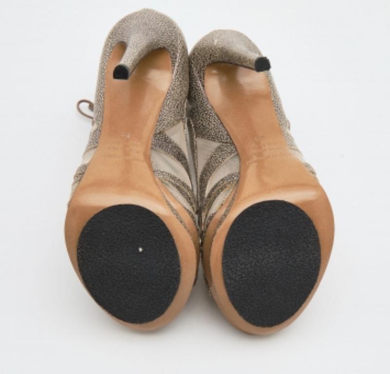 Nicholas Kirkwood Beige, pelle testurizzata e rete, sandali con piattaforma Up & Up Taglia 39 in vendita 2