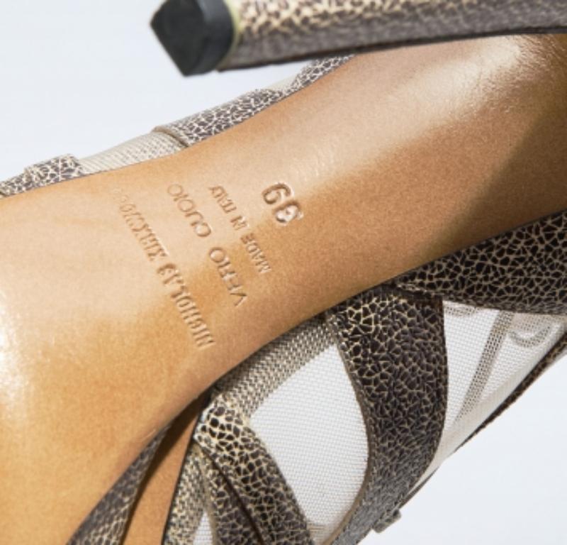 Nicholas Kirkwood Beige, pelle testurizzata e rete, sandali con piattaforma Up & Up Taglia 39 in vendita 3