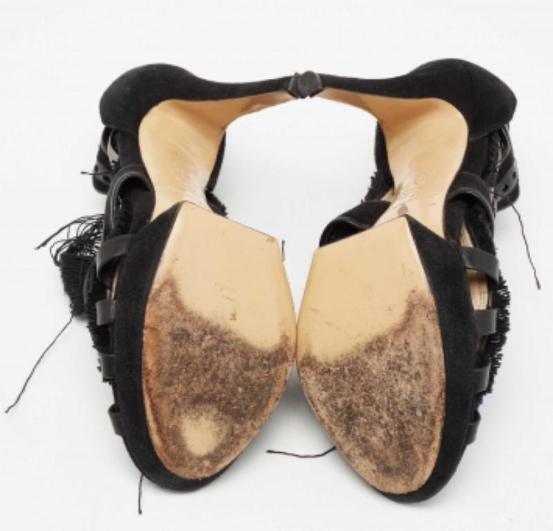 Nicholas Kirkwood Nero/Blu in Tessuto Scamosciato con Piattaforma Criss Cross Sandali Taglia 39.5 in vendita 1