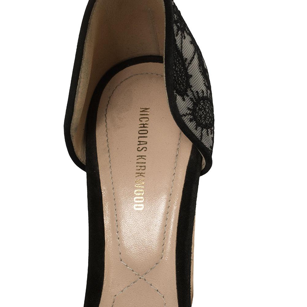 Women's Nicholas Kirkwood Black Lace Maya Pearl Platform Ankle Strap Sandals Size 40