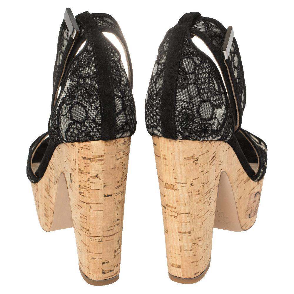 Nicholas Kirkwood Black Lace Maya Pearl Platform Ankle Strap Sandals Size 40 1