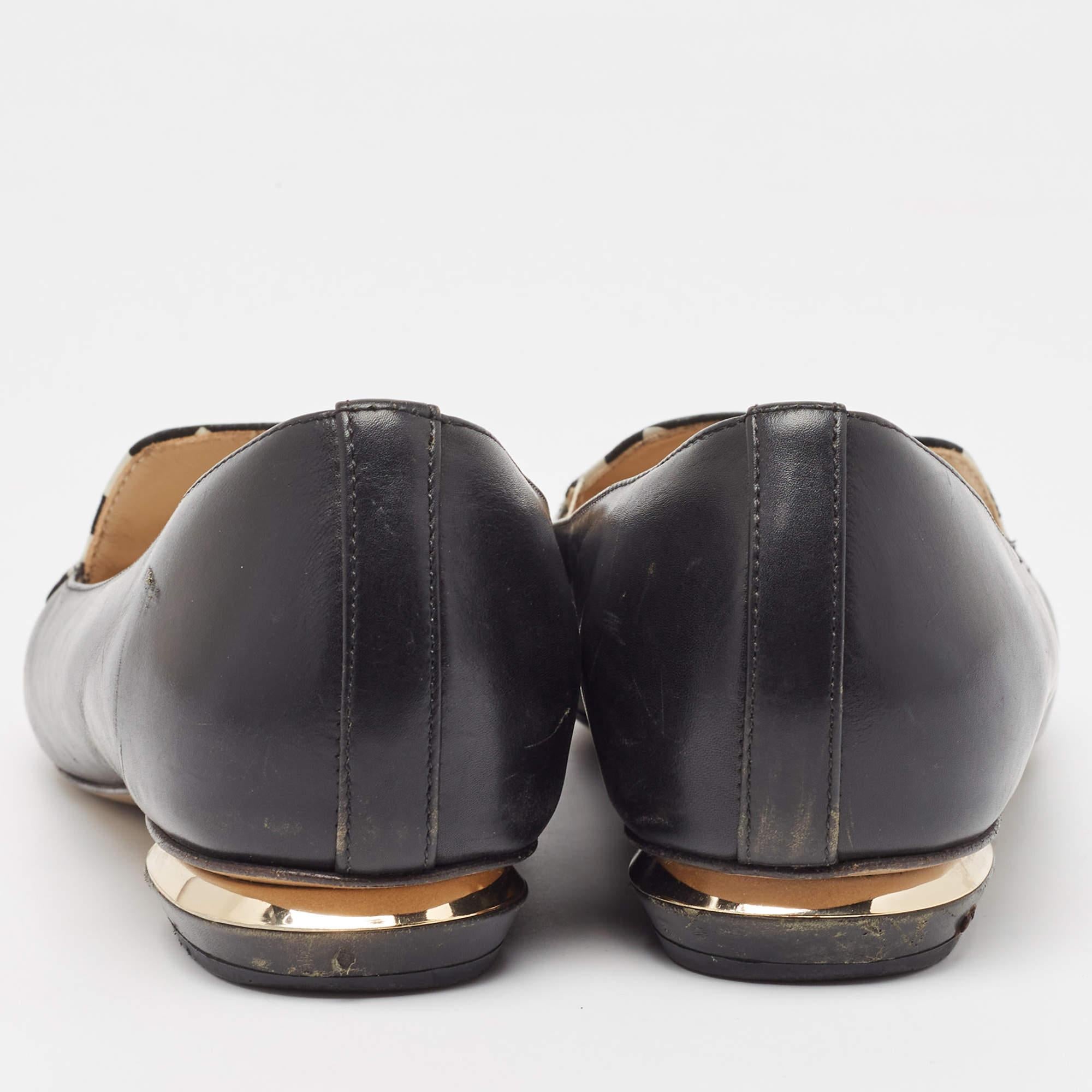 Nicholas Kirkwood - Ballerines à bout pointu en cuir noir Beya Zigzag - Taille 35 Pour femmes en vente
