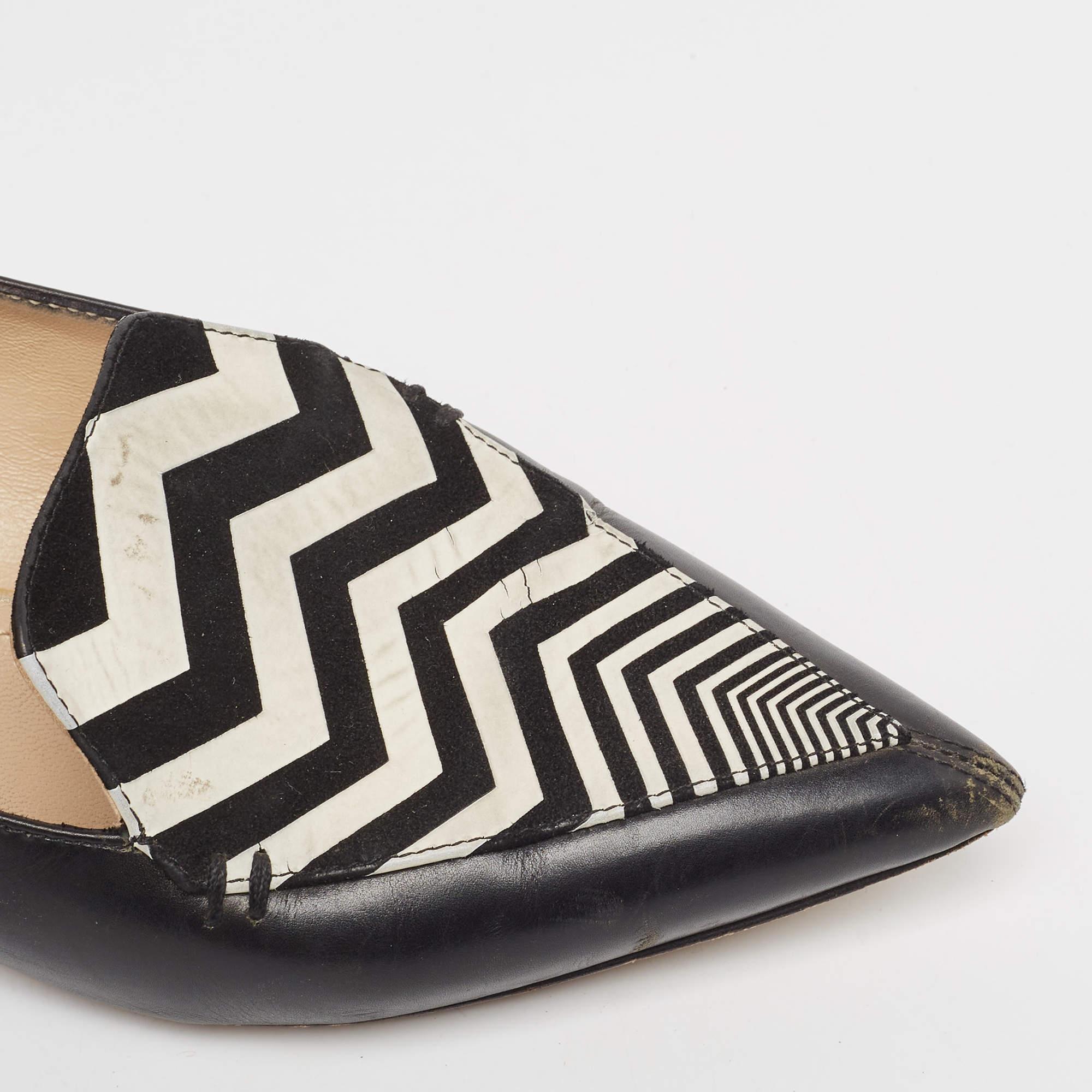 Nicholas Kirkwood - Ballerines à bout pointu en cuir noir Beya Zigzag - Taille 35 en vente 3