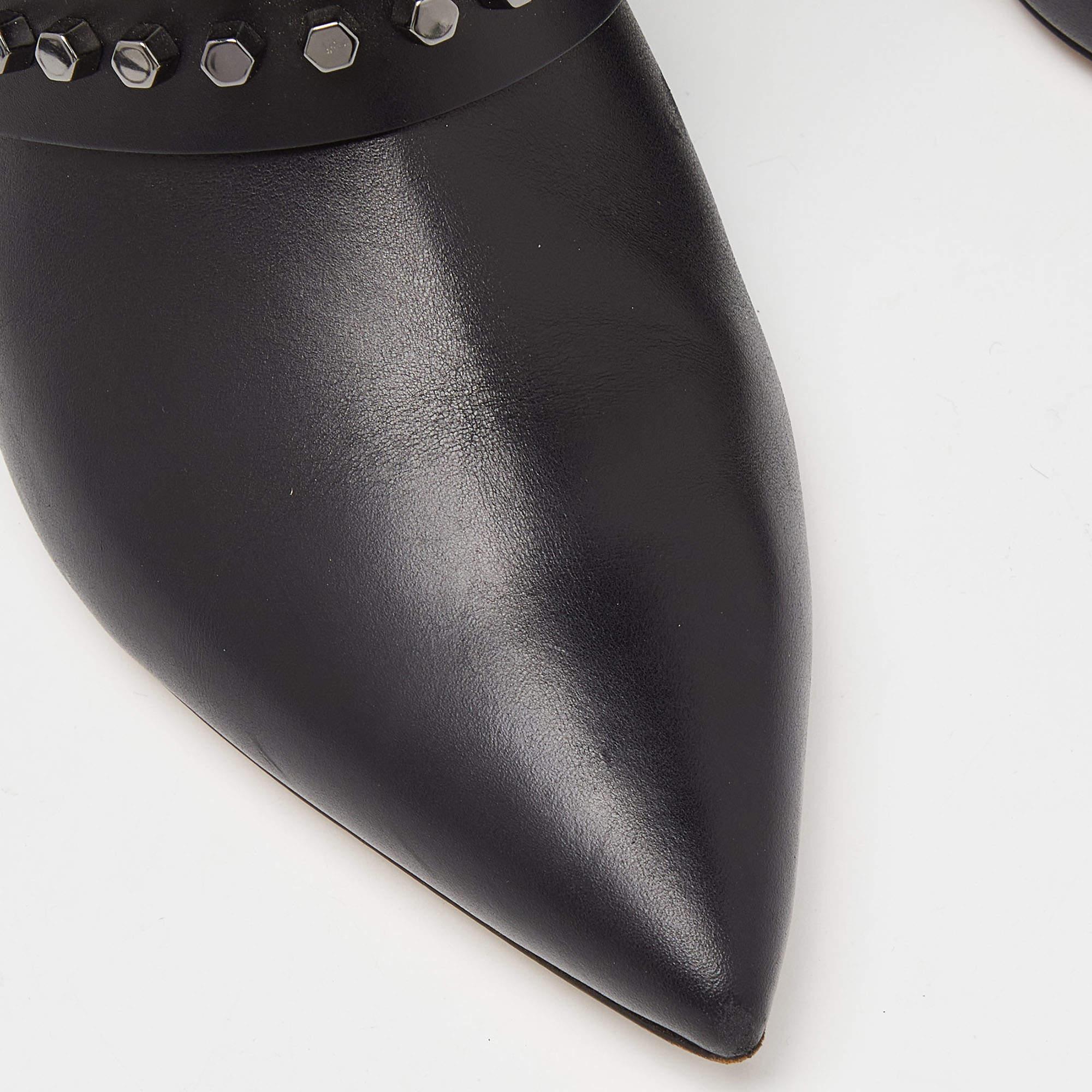 Nicholas Kirkwood Black Leather Faux Pearl Pointed Toe Ankle Boots Size 38.5 For Sale 4