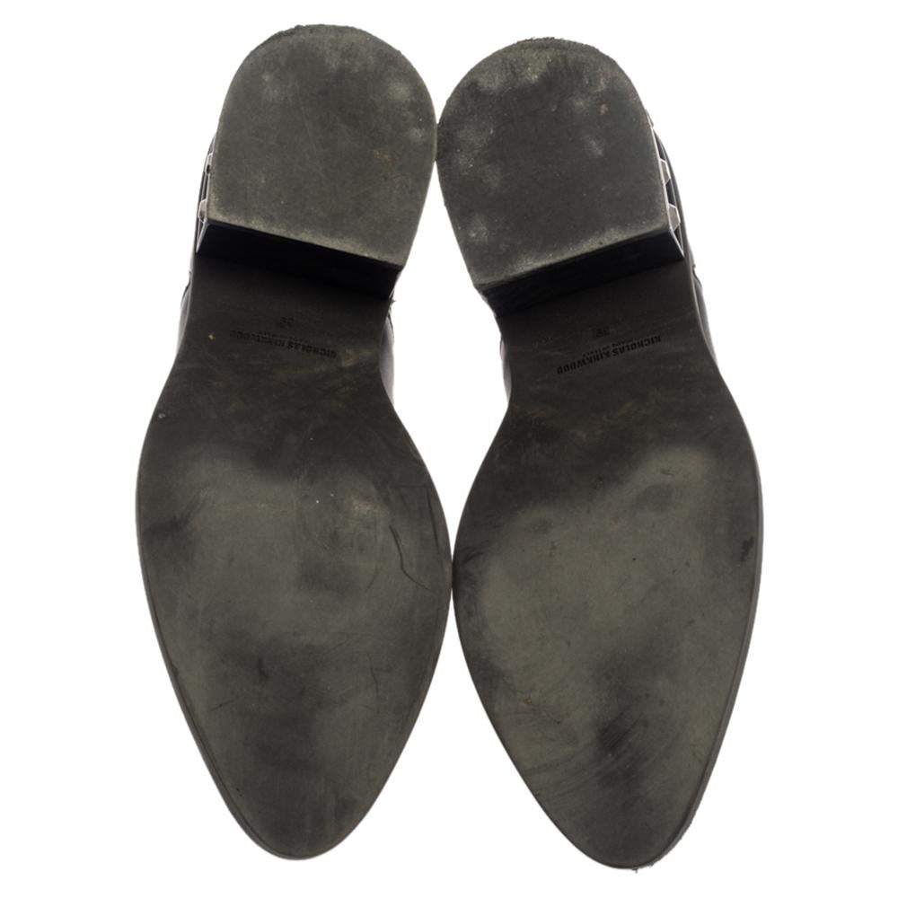Women's Nicholas Kirkwood Black leather Suzi Studded Ankle Boots Size 39