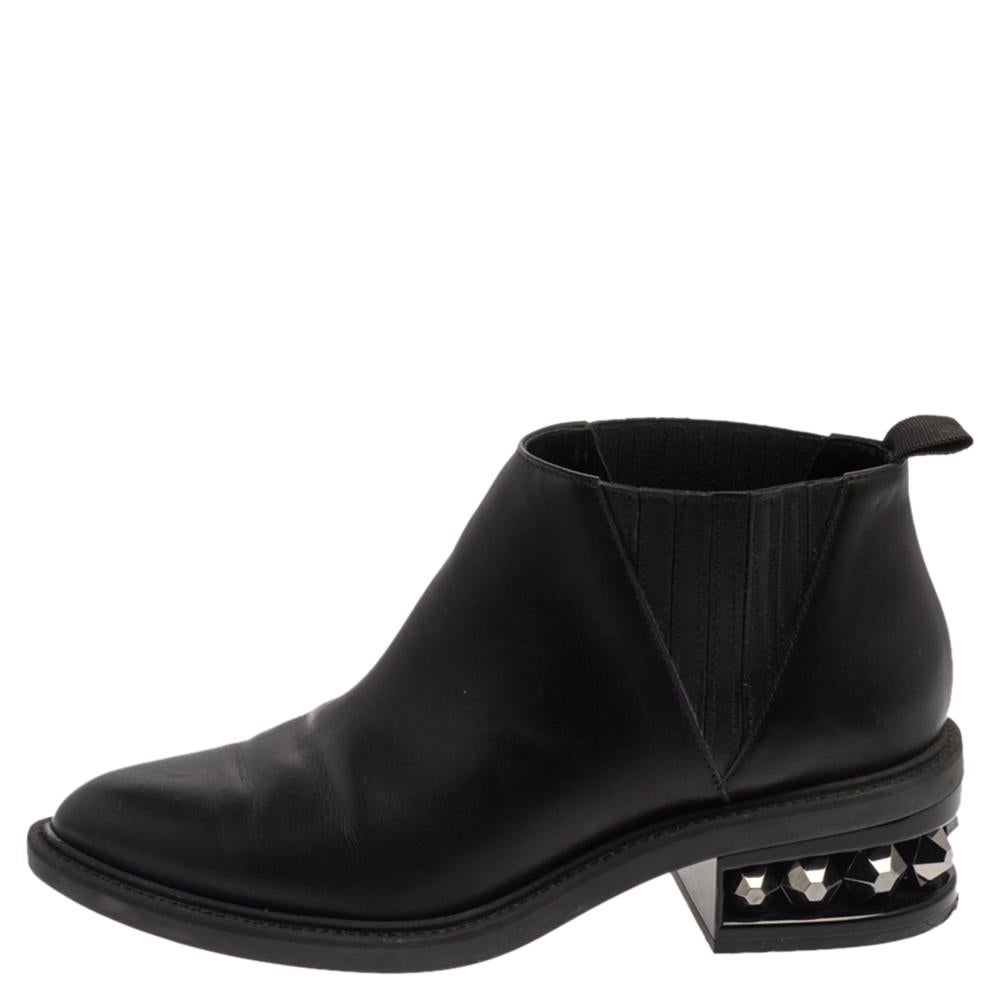 Nicholas Kirkwood Black leather Suzi Studded Ankle Boots Size 39 2