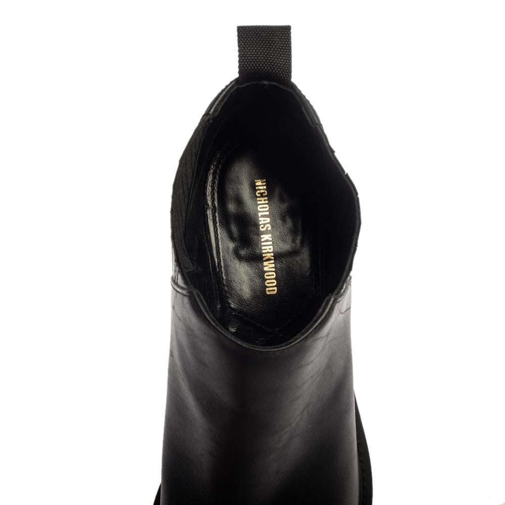 Nicholas Kirkwood Black leather Suzi Studded Ankle Boots Size 39 3