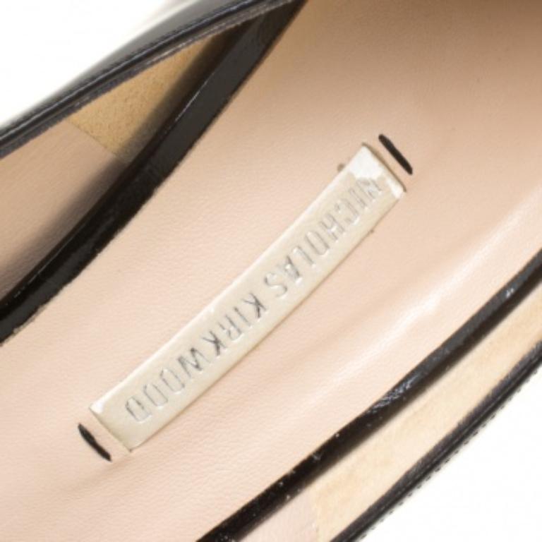 Nicholas Kirkwood Bombas de plataforma de charol negro Talla 38.5 en Bueno estado para la venta en Dubai, Al Qouz 2