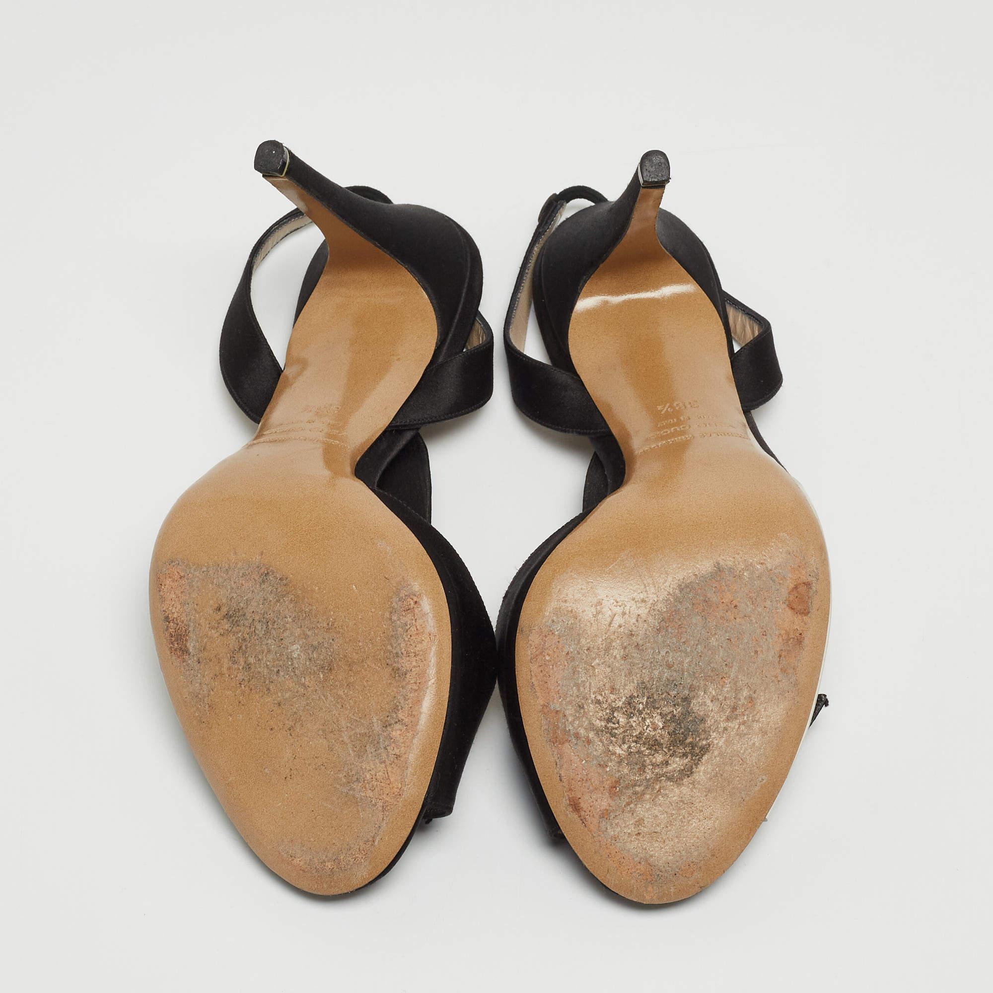 Nicholas Kirkwood Black Satin And PVC Ankle Strap Sandals Size 38.5 For Sale 2
