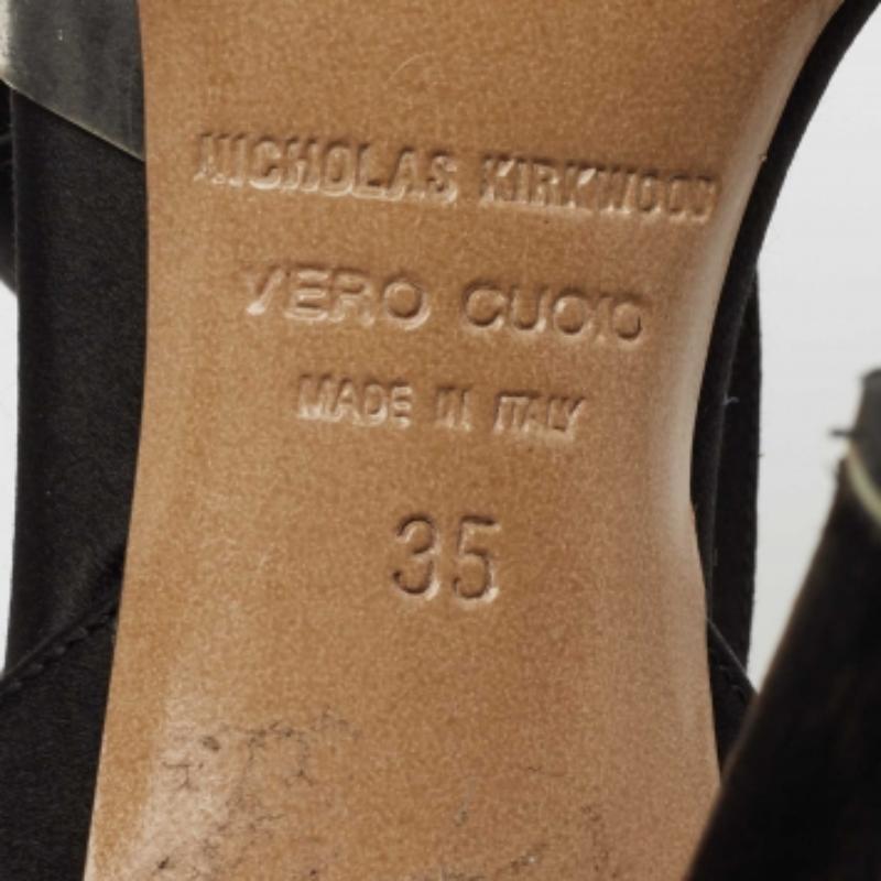 Nicholas Kirkwood Sandales à lanières de satin noir Taille 35 en vente 3