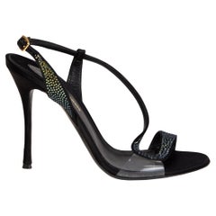 NICHOLAS KIRKWOOD black SATIN CRYSTAL STILETTO Sandals Shoes 38.5