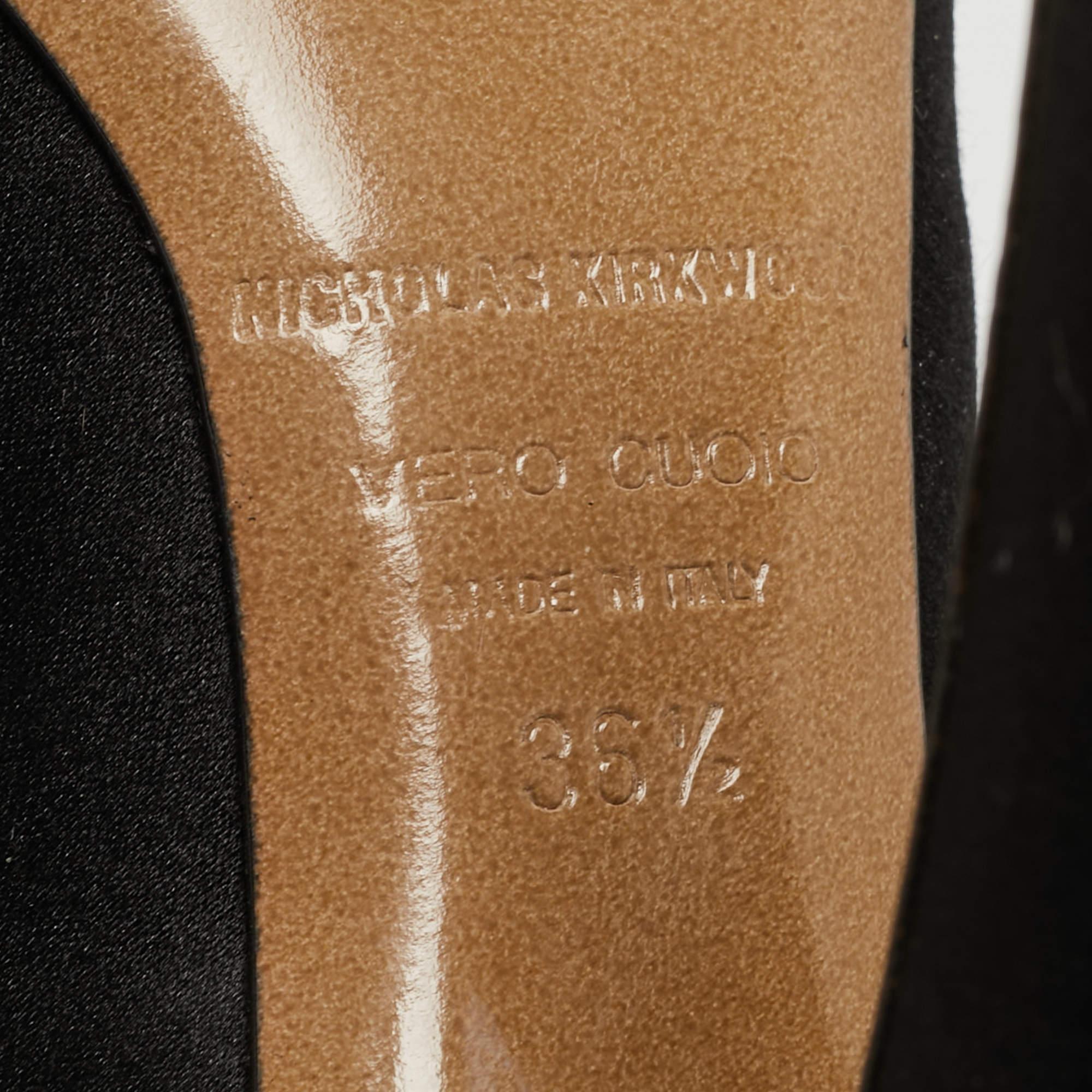 Nicholas Kirkwood Black Satin Lola Pearl Embellished Pumps Size 36.5 For Sale 4