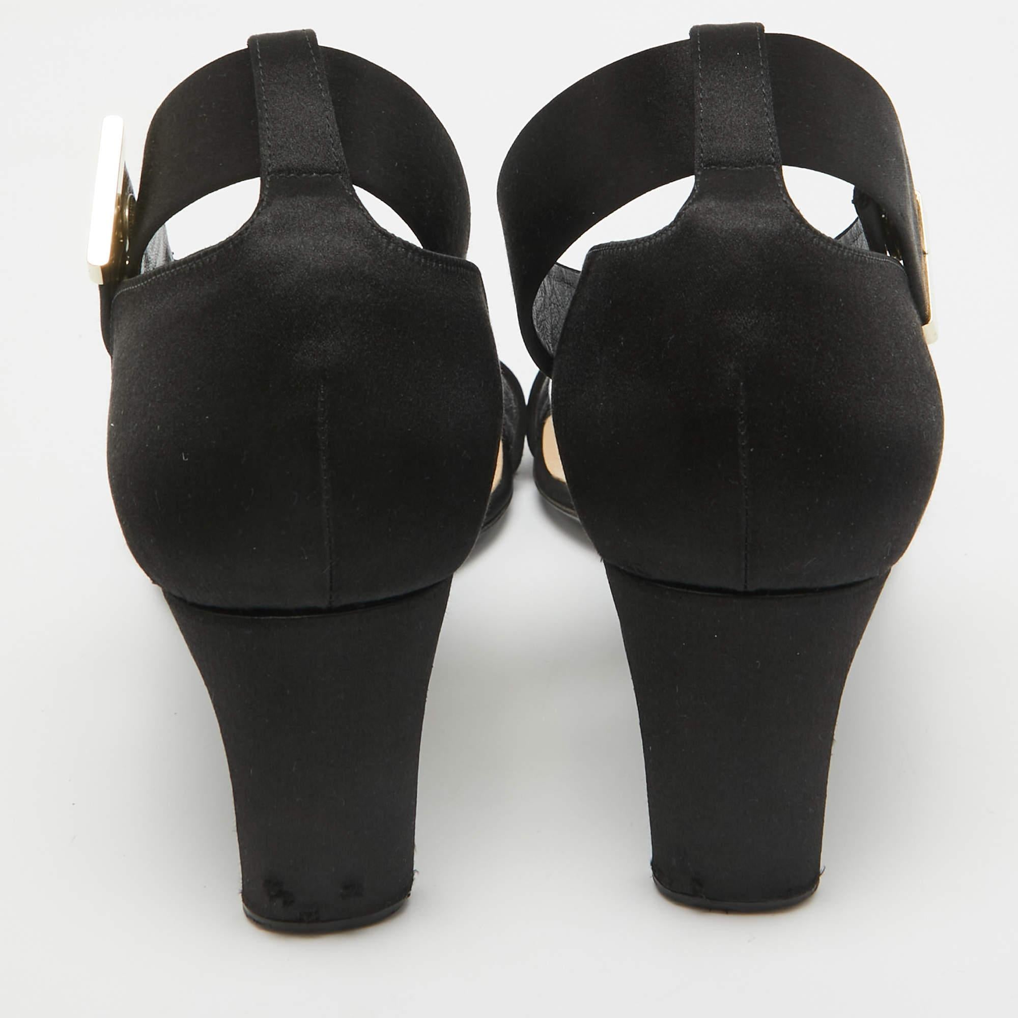 Nicholas Kirkwood Black Satin Pearl Detail Ankle Strap Sandals Size 41 For Sale 1