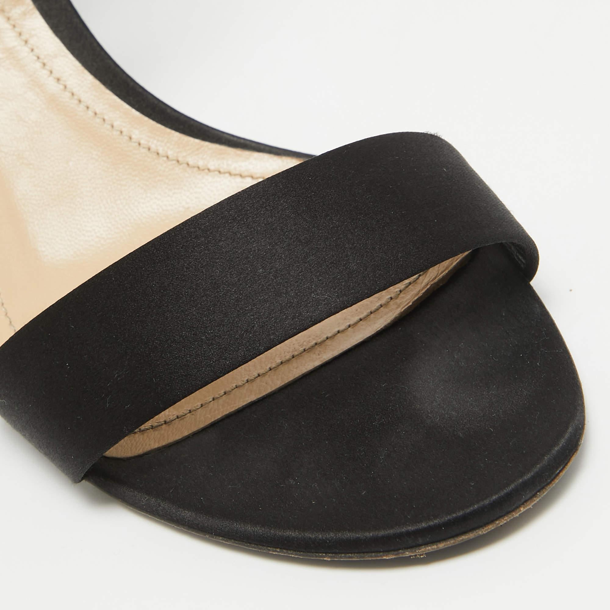 Nicholas Kirkwood Black Satin Pearl Detail Ankle Strap Sandals Size 41 For Sale 3