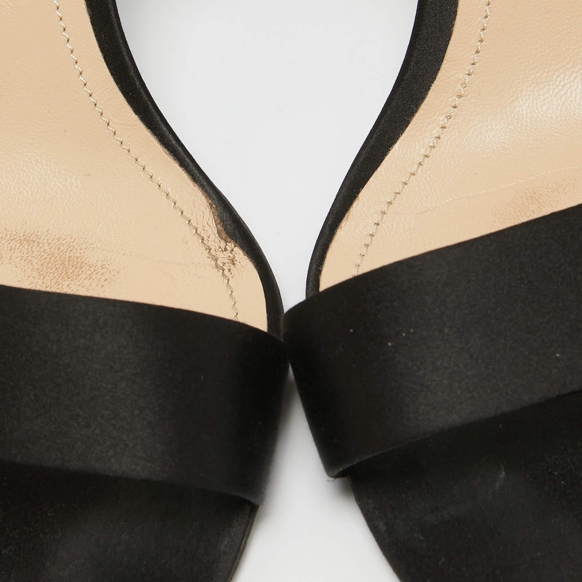 Nicholas Kirkwood Black Satin Pearl Detail Ankle Strap Sandals Size 41 For Sale 4