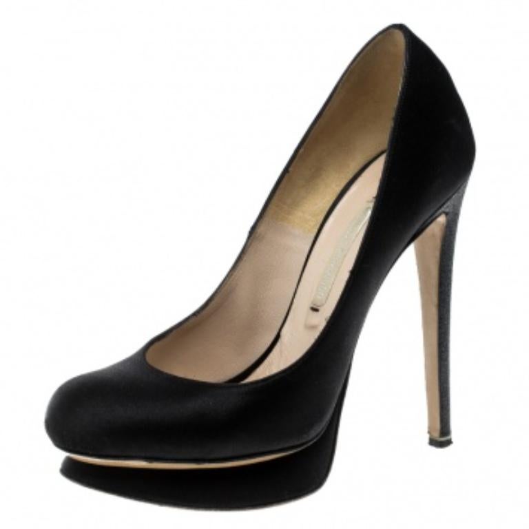 Nicholas Kirkwood Schwarze Satin Plateau-Pumps Größe 35.5 im Angebot 1