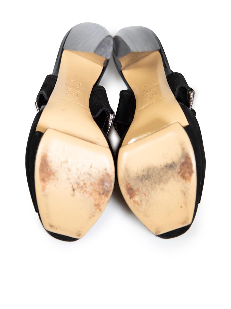 Women's Nicholas Kirkwood Black Snakeskin Wooden Heels Size IT 37.5 For Sale