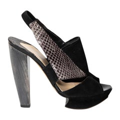 Nicholas Kirkwood Schwarze Schlangenhaut-Holz- Heels mit Absatz Größe IT 37,5