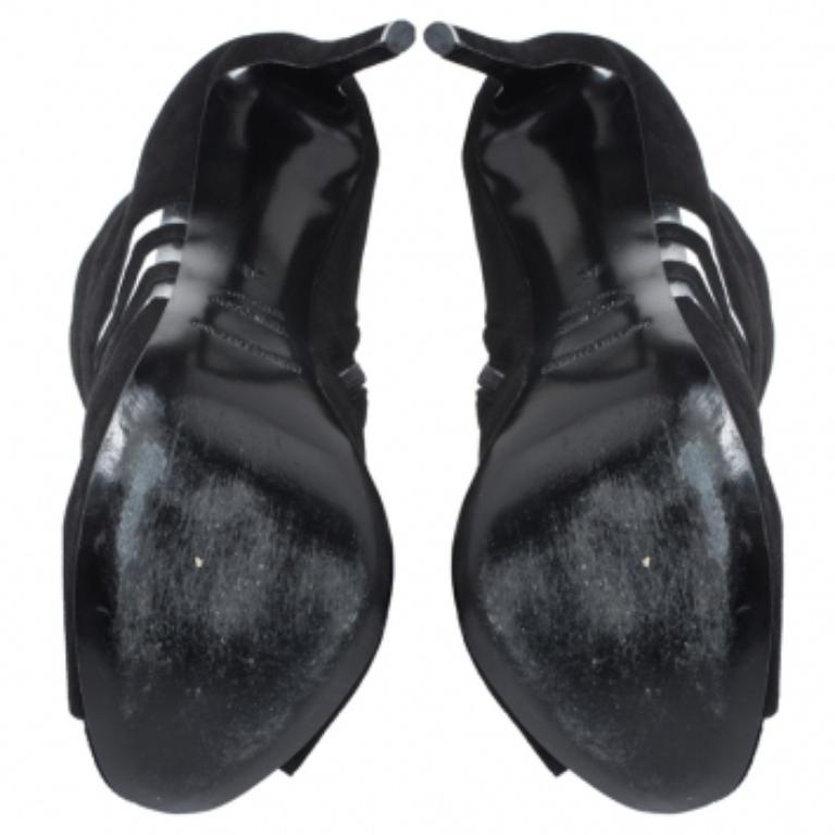 Nicholas Kirkwood - camoscio nero e PVC Chevron Peep Toe Ankle Booties - misura 40 in vendita 2