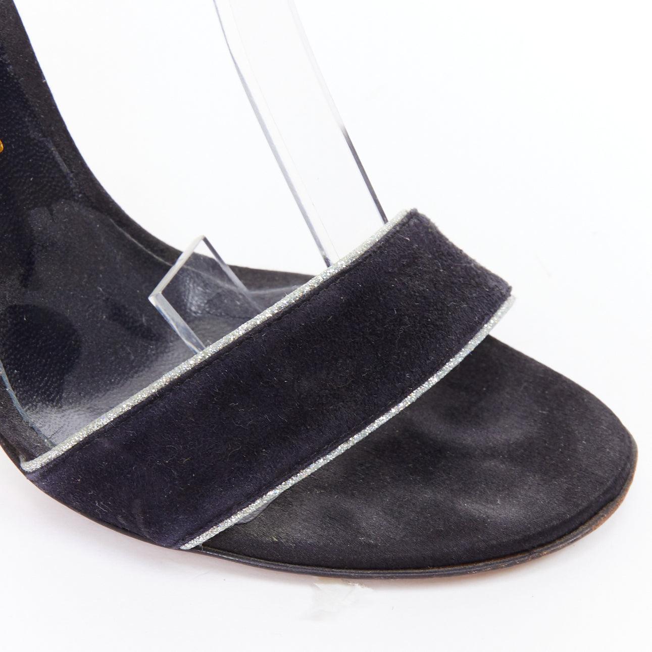 NICHOLAS KIRKWOOD black suede grey lace overlay sandals EU36 For Sale 2
