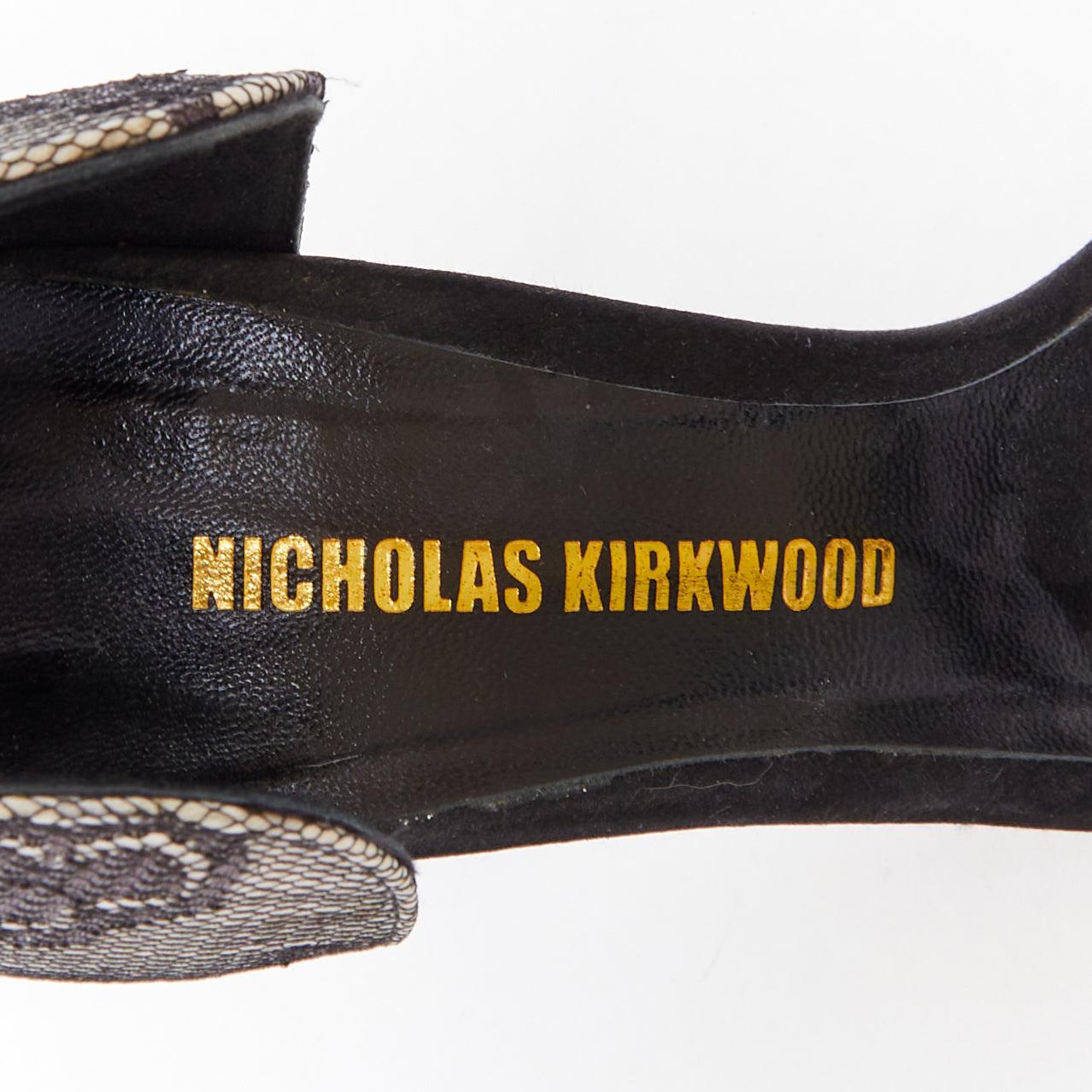 NICHOLAS KIRKWOOD black suede grey lace overlay sandals EU36 For Sale 4