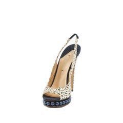 Nicholas Kirkwood Black & White Pearl Suede & Lace Platform Slingback Pump Heels