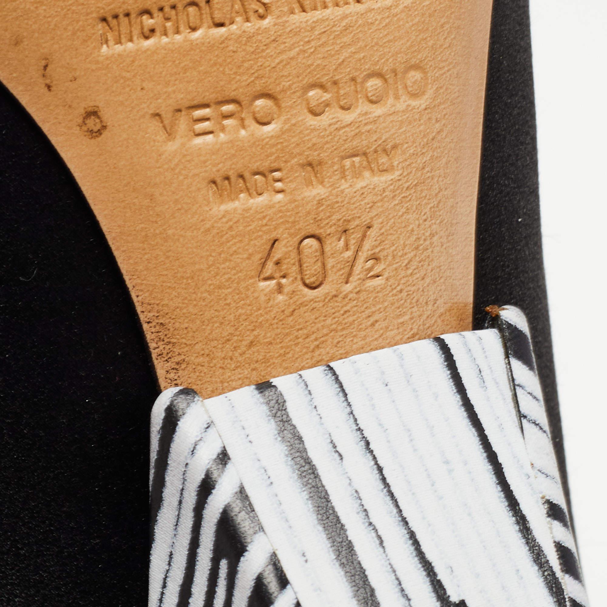 Nicholas Kirkwood Black/White Satin Open Toe Pumps Size 40.5 For Sale 4