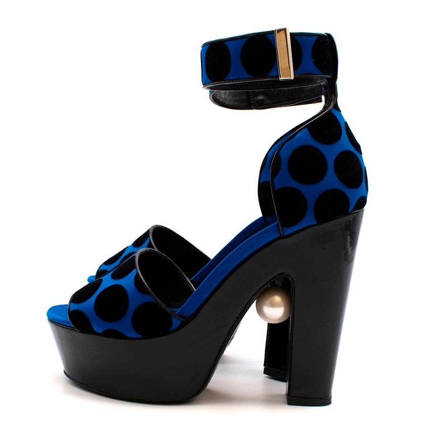 Women's or Men's Nicholas Kirkwood Blue & Black Platform Pearl Sandals - Size 38.5