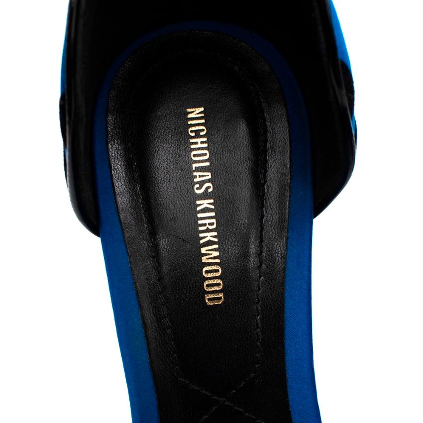 Nicholas Kirkwood Blue & Black Platform Pearl Sandals - Size 38.5 2