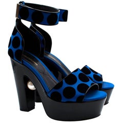 Nicholas Kirkwood Blue & Black Platform Pearl Sandals - Size 38.5