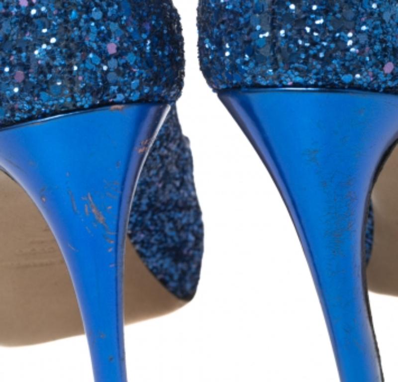 Nicholas Kirkwood Blue Glitter Platform Cap Toe Pumps Size 37 2