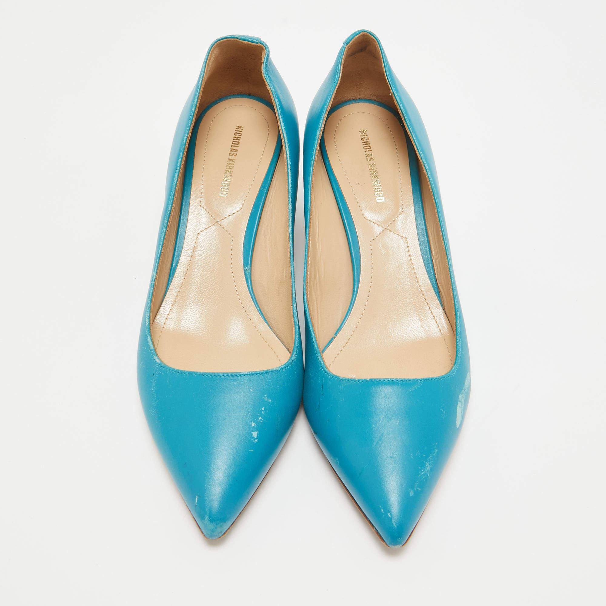 Blu Nicholas Kirkwood Pumps a punta in pelle blu misura 39,5 in vendita