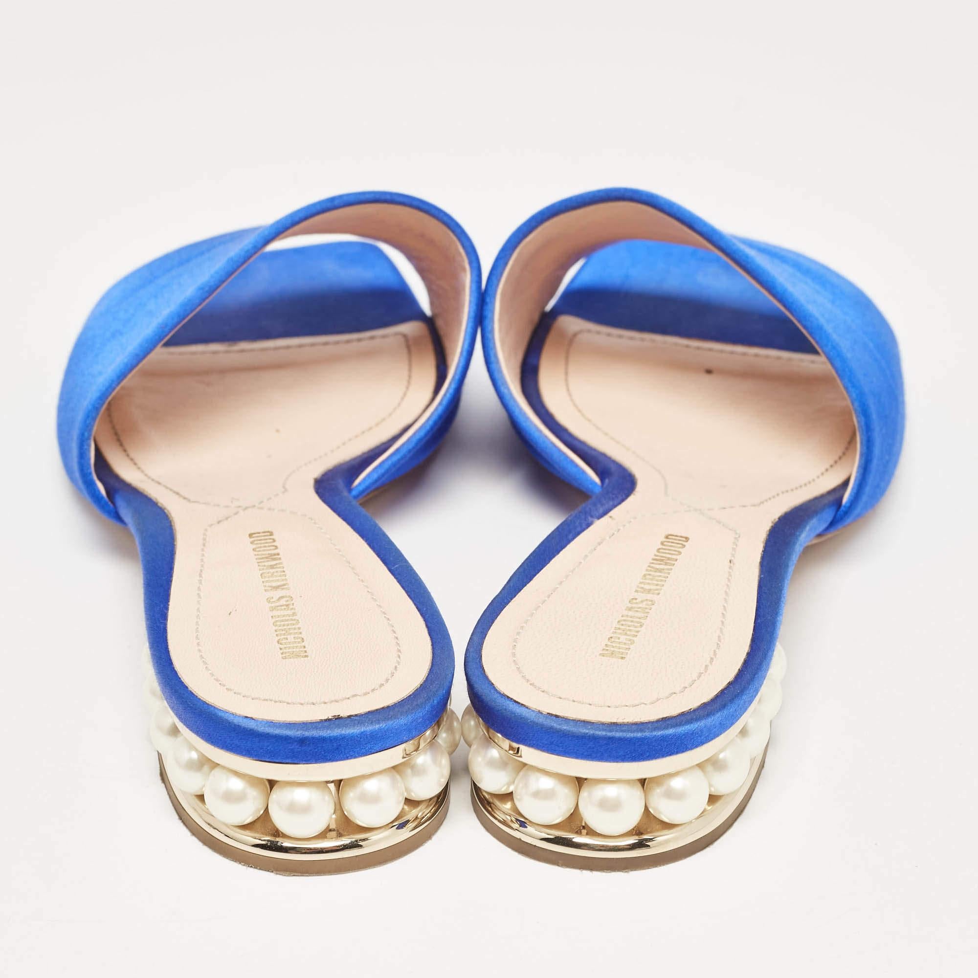 Donna Nicholas Kirkwood - Scivoli in raso blu impreziositi da cristalli - taglia 38 in vendita