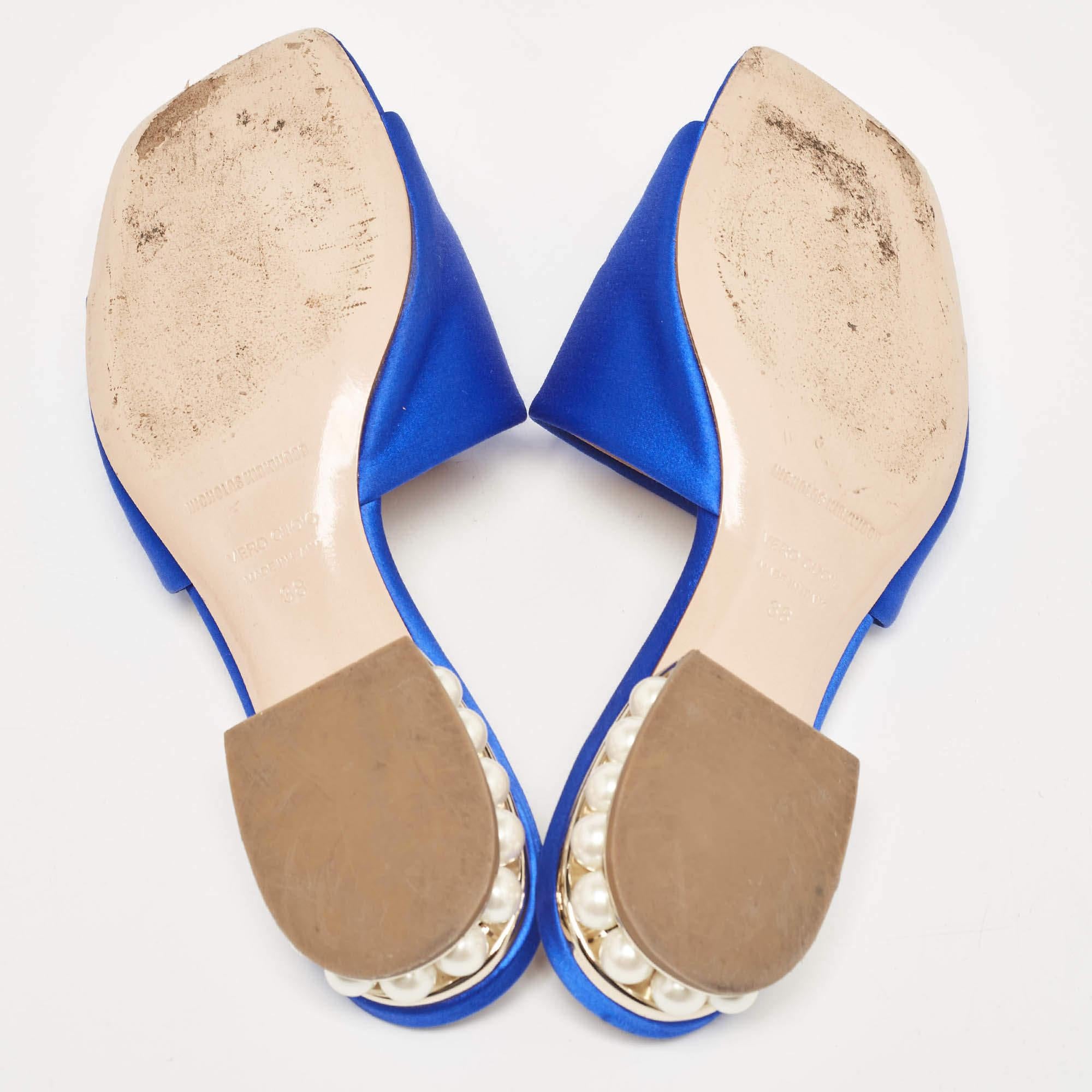 Nicholas Kirkwood - Scivoli in raso blu impreziositi da cristalli - taglia 38 in vendita 1