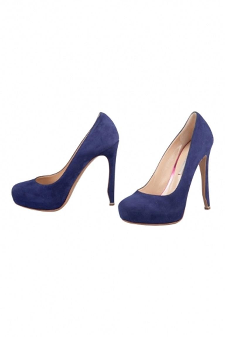 Nicholas Kirkwood - Pumps con plateau in pelle scamosciata blu - misura 36,5 In condizioni ottime in vendita a Dubai, Al Qouz 2