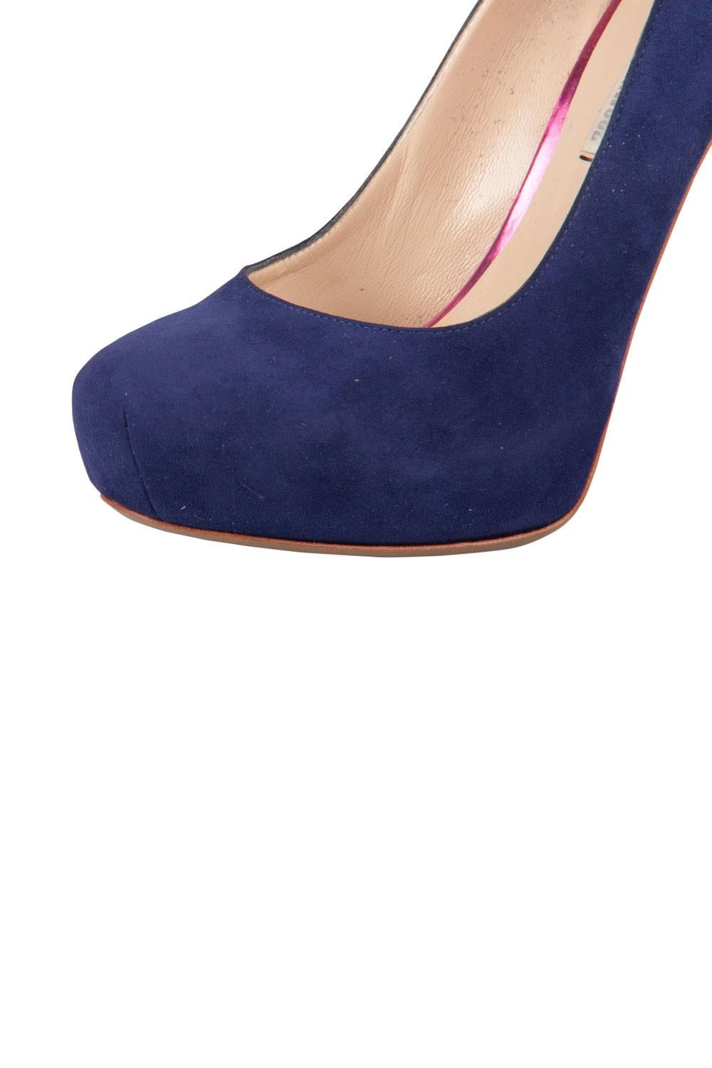 Nicholas Kirkwood Blue Suede Platform Pumps Size 36.5 For Sale 1