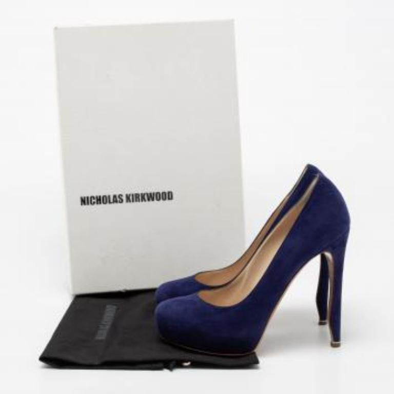 Nicholas Kirkwood - Pumps con plateau in pelle scamosciata blu - misura 36,5 in vendita 2